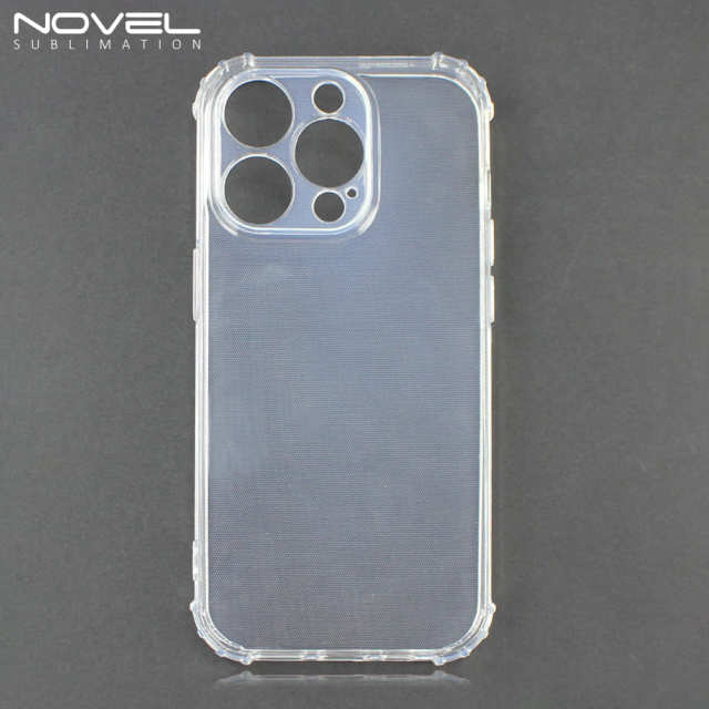 For iPhone 14 Series Military Grade Four Corner Anti-Drop Transparent Soft TPU Phone Case UV Printable