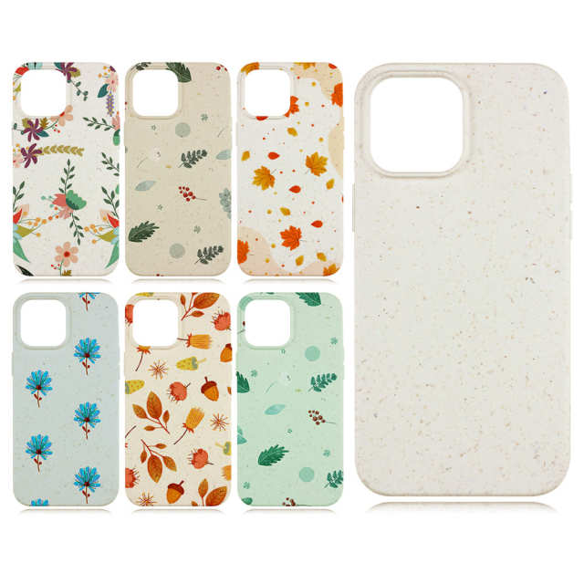 For iPhone 14 Series 13 12 11 XR X XS Max 8 7 UV Printable Biodegradable Wheat Straw Mobile Phone Cases