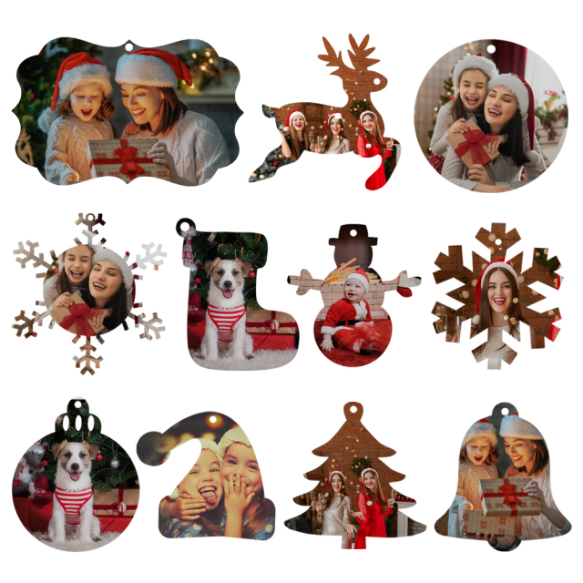Sublimation MDF Christmas Ornament Metal Decoration Pendant- Various Shapes Available