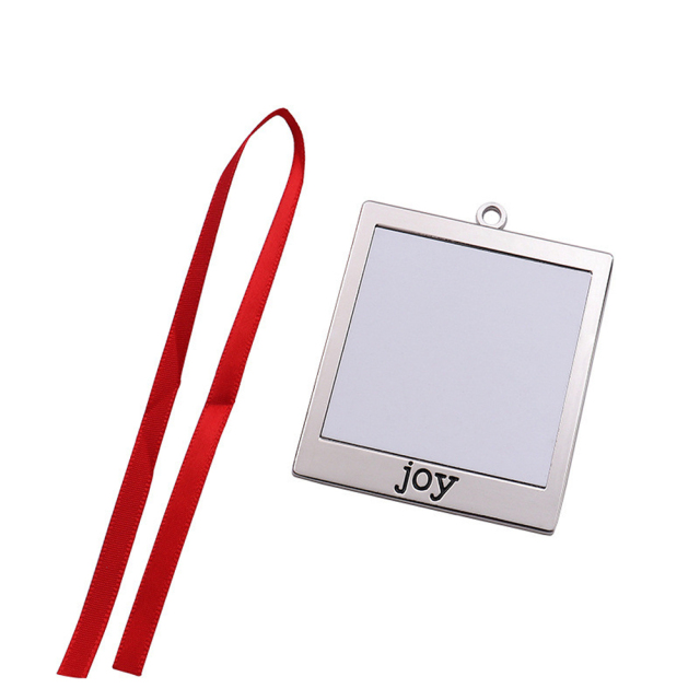 Sublimation Blank Square Metal Xmas Ornament With Metal Insert