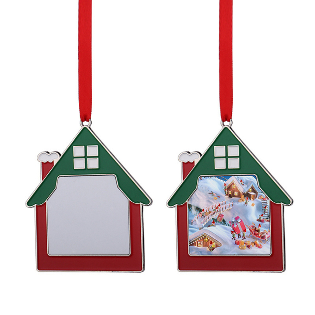 Sublimation DIY Printing Christmas Metal Xmas Ornament - House