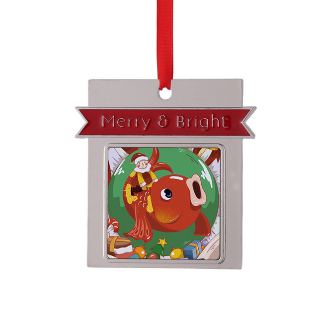 Sublimation Blank Metal Xmas Ornament Festive Decorations -Merry & Bright