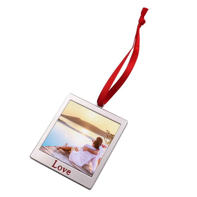 Sublimation Blank Square Metal Xmas Ornament With Metal Insert