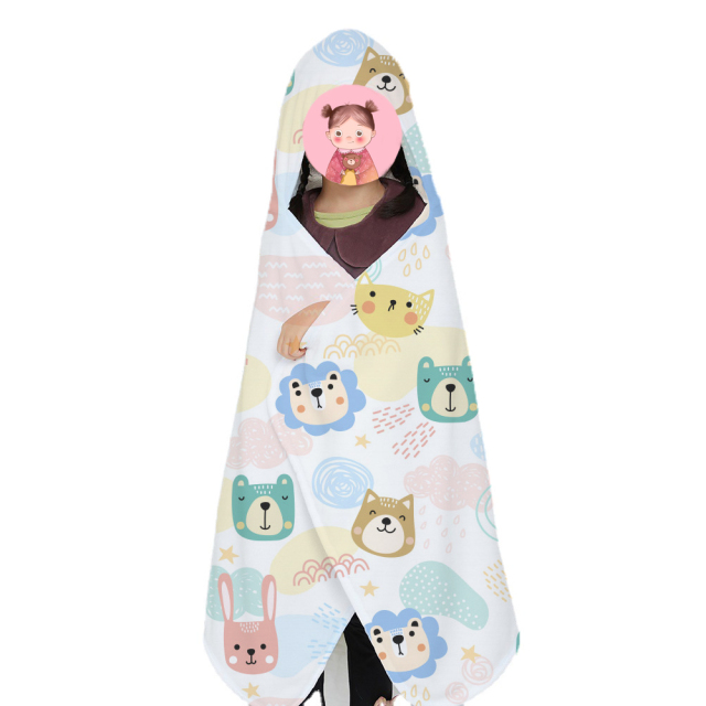 Sublimation Blank Flannel Children's Bath Towel With Hat