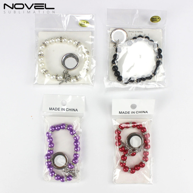Sublimation Colorful Rosary Bracelet With Metal Insert