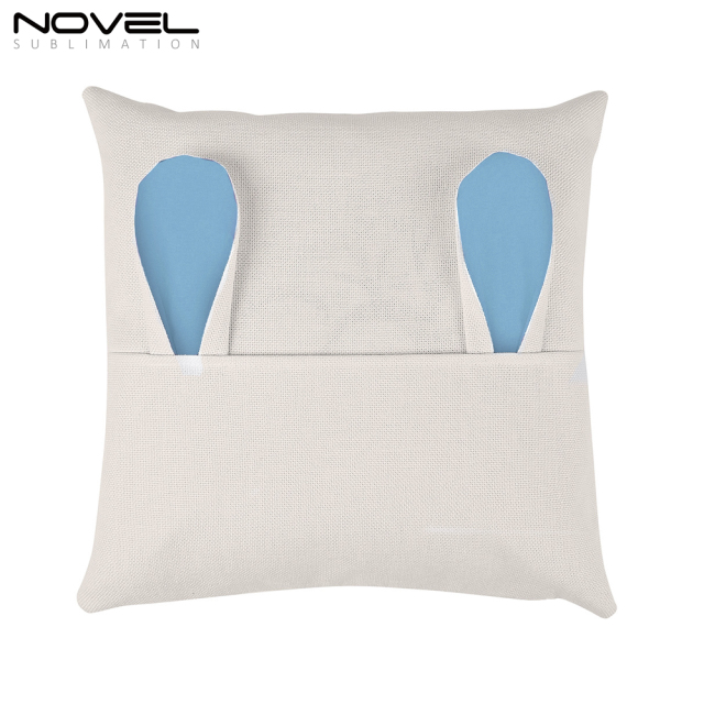 Sublimation Blank Cotton Linen Colorful Easter Bunny Ear Pillow Case Cover