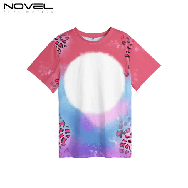100% Polyester Sublimation Cloud Leopard Print Tie-dyed T-Shirt for Child Women Men Short Sleeves