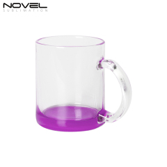 11oz Colorful Bottom Transparent Glass Water Tea Cups