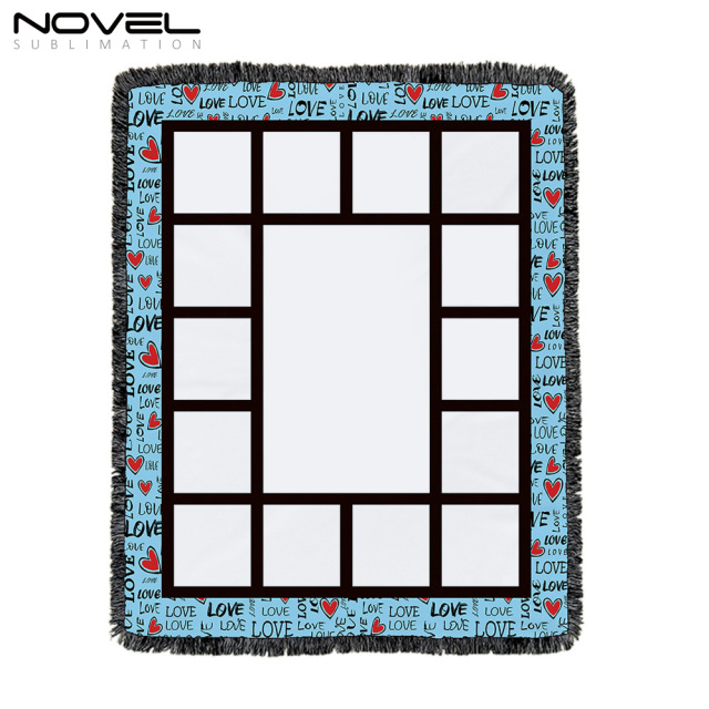 Colorful Sublimation Blank Flannel Grid Blanket With Lace Home Sofa Portable Soft Blanket
