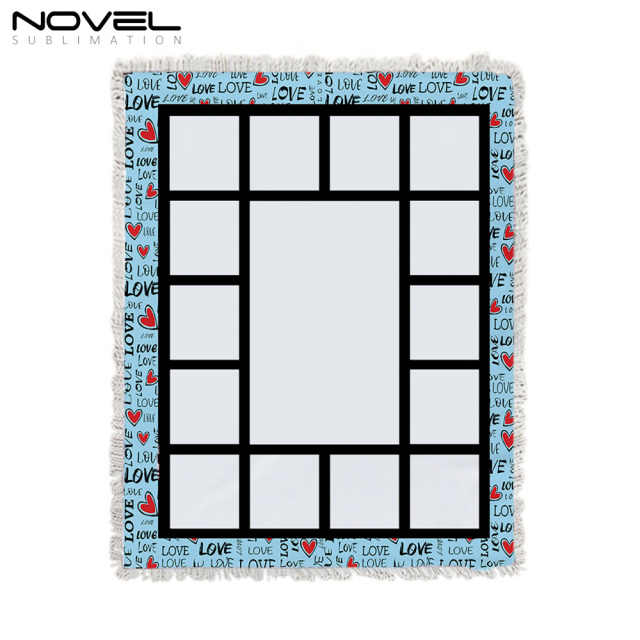 Colorful Sublimation Blank Flannel Grid Blanket With Lace Home Sofa Portable Soft Blanket