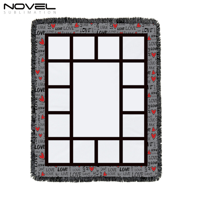 Colorful Sublimation Blank Flannel Grid Blanket With Lace Home Sofa Portable Soft Blanket