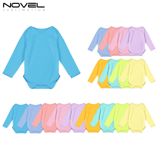 Sublimation Customized Polyester Color Long Sleeve Shirt  Baby Bodysuit For Boys And Girls