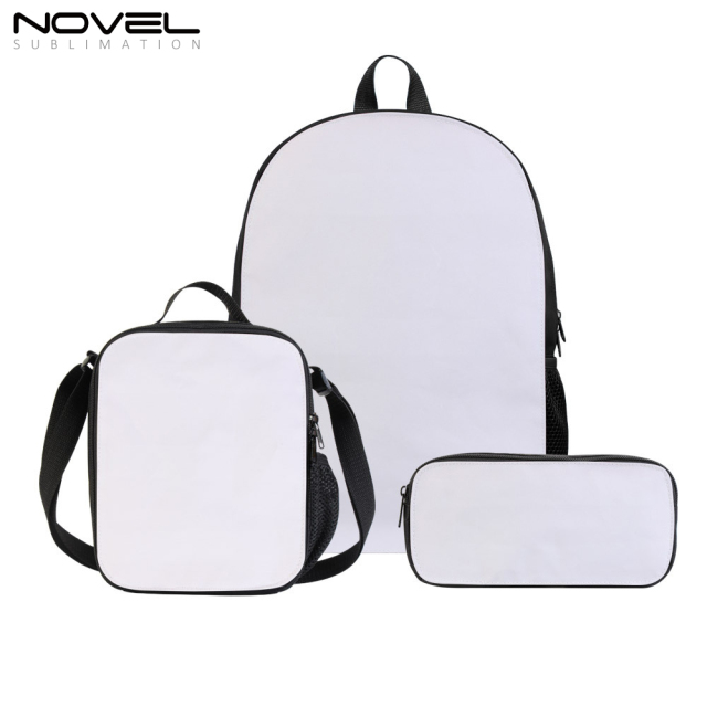 Sublimation Three-piece Student SchoolBag with Backpack Pencil Case Meal Bag