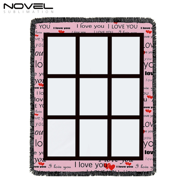 Nine Grid Colorful Sublimation Blank Flannel Blanket With Lace Home Sofa Portable Soft Blanket