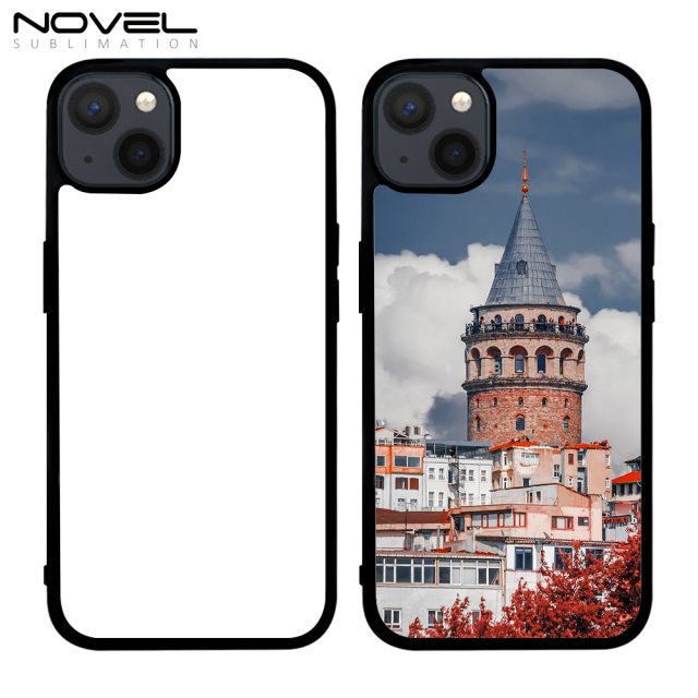 Big Hole For iPhone 14 Plus Custom Logo 2D TPU Phone Case Cover With Metal Insert For Sublimation Printing