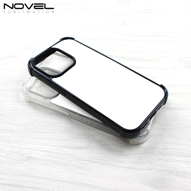 Strong Protection! For iPhone 14 Pro Four Corner Anti-drop 2D TPU Phone Case Cover With Metal Insert For Sublimation Printing