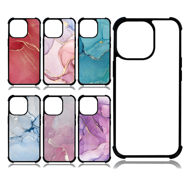 Strong Protection! For iPhone 14 Pro Four Corner Anti-drop 2D TPU Phone Case Cover With Metal Insert For Sublimation Printing