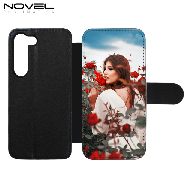 Sublimation PU Leather Wallet Case For Galaxy S23 Plus With Card Slot Custom Designer Luxury Magnetic Flip Phone Cover