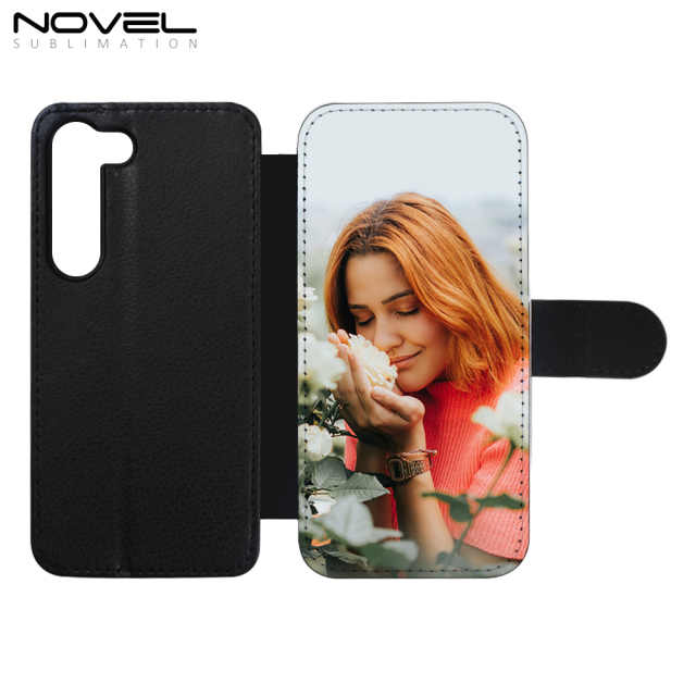 Sublimation Phone Case For Galaxy S23 With Card Slot Custom Designer Luxury Magnetic Leather Flip Phone Cover