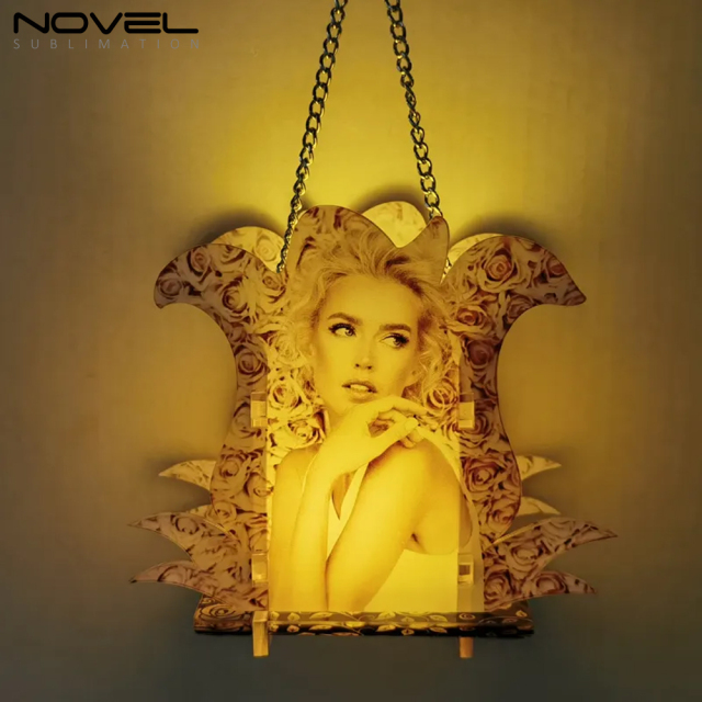 New Arrival Sublimation Acrylic Photo Printing Lantern with LED Candle and Chain