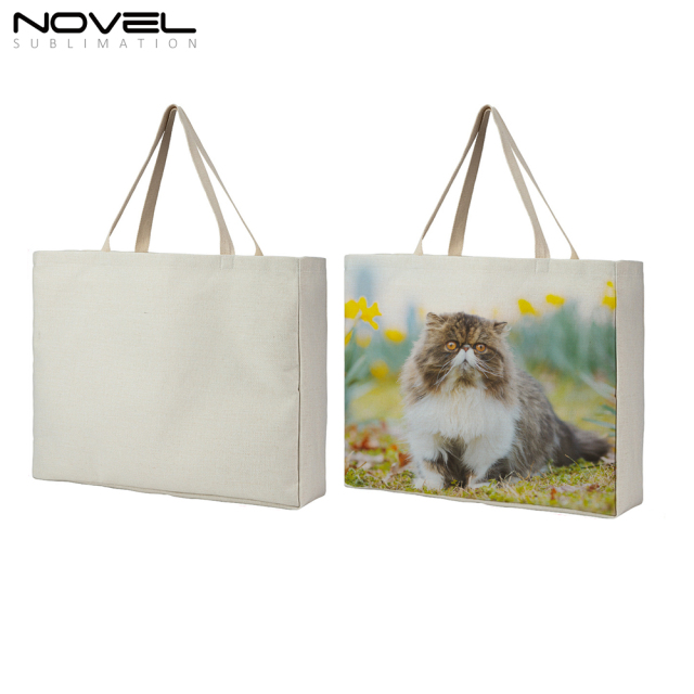 New Arrival Sublimation Blank Wide Bottom Shopping Linen Bag Reusable Custom Tote Bag