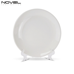 New Arrival 6"-10" Home decoration Heat Press Thermal Transfer Dye Coated Ceramic moon plate with stand Sublimation Blank Plate