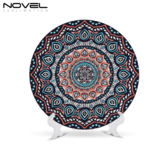 New Arrival 6"-10" Home decoration Heat Press Thermal Transfer Dye Coated Ceramic moon plate with stand Sublimation Blank Plate