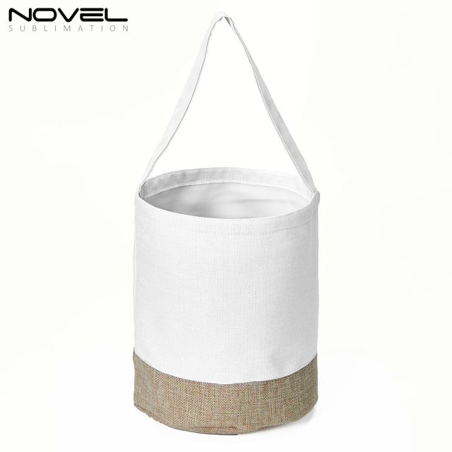 New arrival Bucket Bag Sublimation Blank Cotton And Linen Splicing Contrasting Color Basket