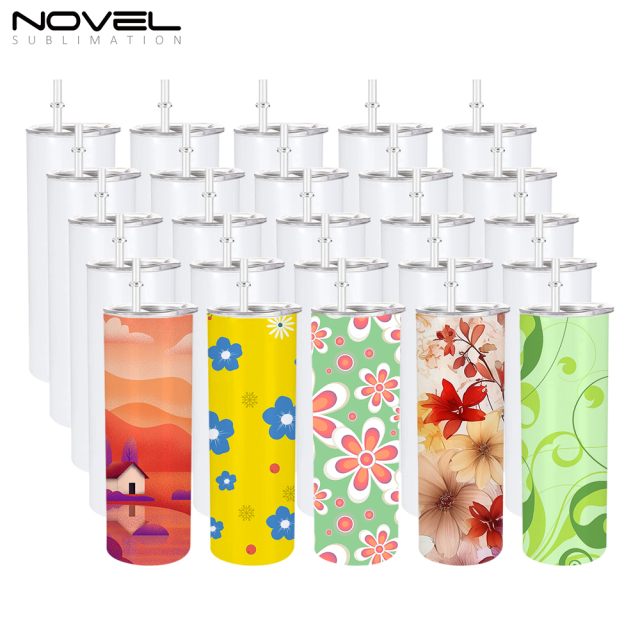 New Arrival Sublimation Printing 20oz Stainless Steel Skinny Tumbler with straw