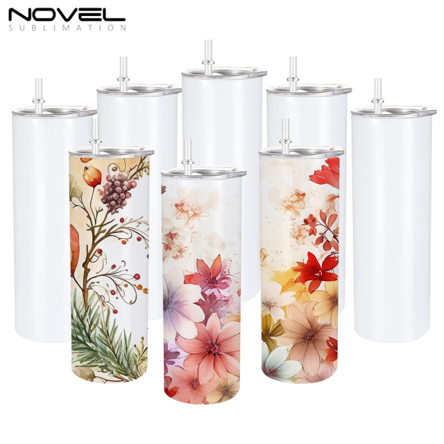 New Arrival Sublimation Printing 20oz Stainless Steel Skinny Tumbler with straw