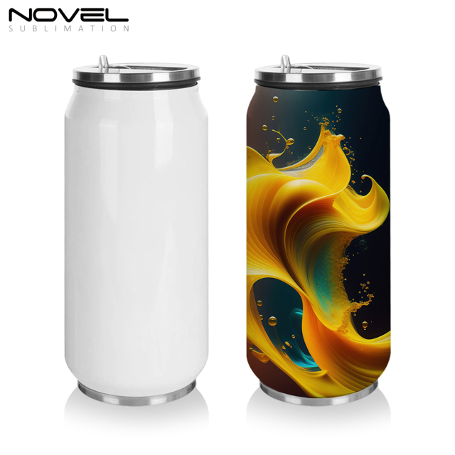 350ml/500ml Stainless Steel Sublimation Coke Can Water Bottle With Straw