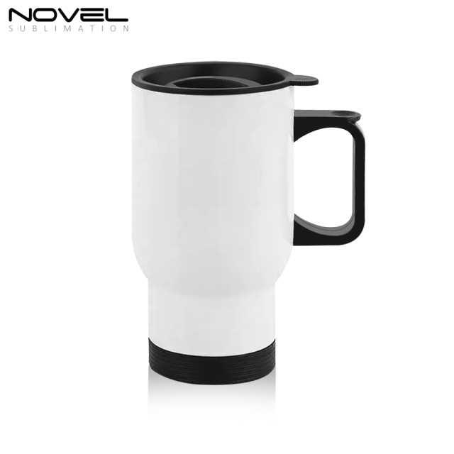 450ml Stainless Steel Travel Mug Sublimation 14oz Car Mug-White and Silver Available