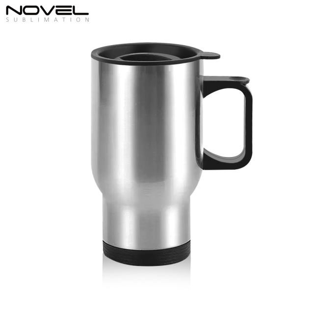 450ml Stainless Steel Travel Mug Sublimation 14oz Car Mug-White and Silver Available
