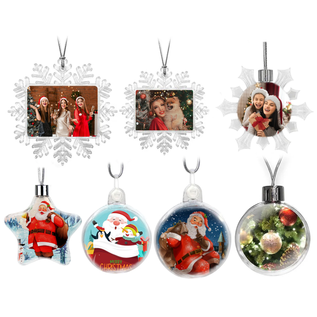Popular Sublimation Plastic Christmas Ornaments DIY Decoration Double-sided Printing Decorations