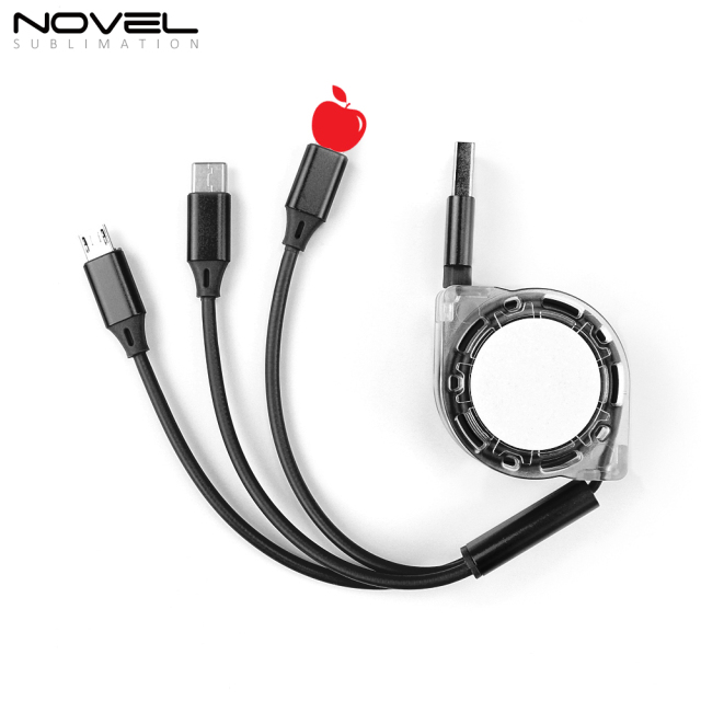 Sublimation Telescopic 3 IN 1 USB Charging Cable For iPhone Android Type-C Data Line