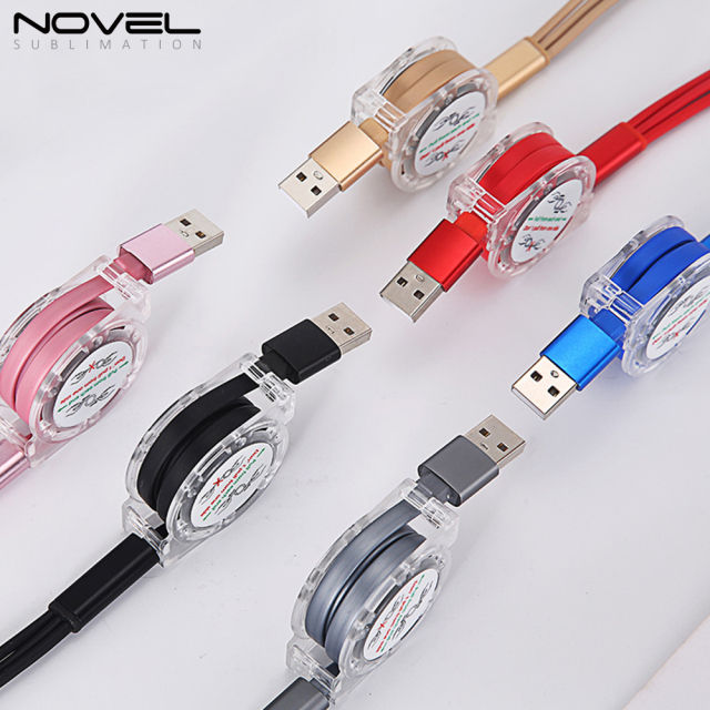 Sublimation Telescopic 3 IN 1 USB Charging Cable For iPhone Android Type-C Data Line