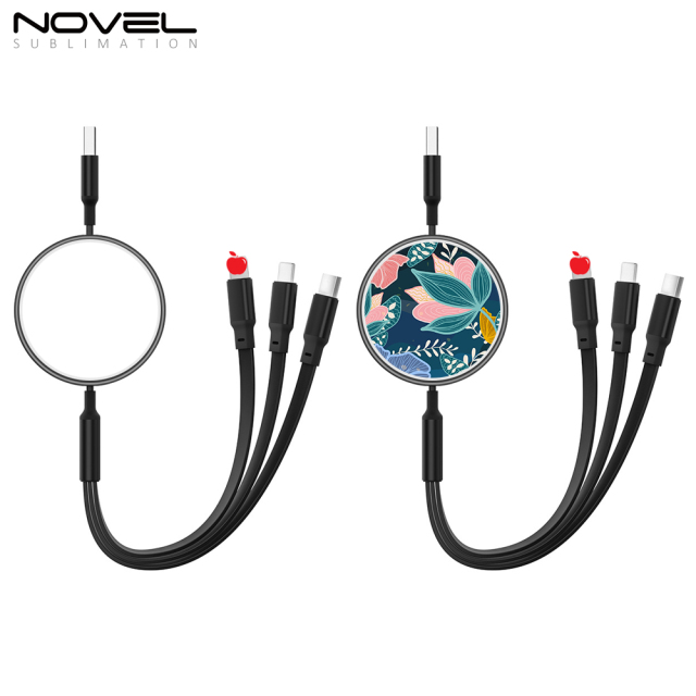 New Arrival Sublimation Telescopic 3 IN 1 USB Charging Cable For iPhone Android Type-C Data Line with 5 colors