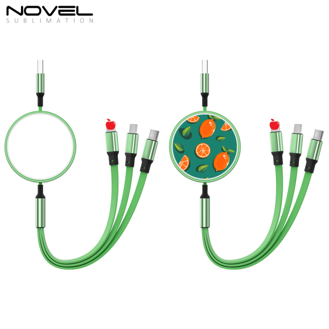 New Arrival Sublimation Telescopic 3 IN 1 USB Charging Cable For iPhone Android Type-C Data Line with 5 colors