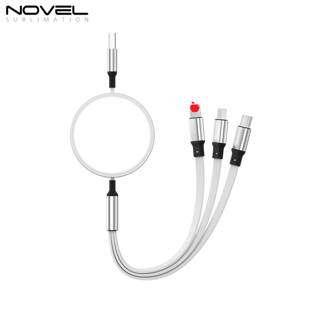 New Arrival Sublimation Telescopic 3 IN 1 USB Charging Cable For iPhone Android Type-C Data Line with 5 colors