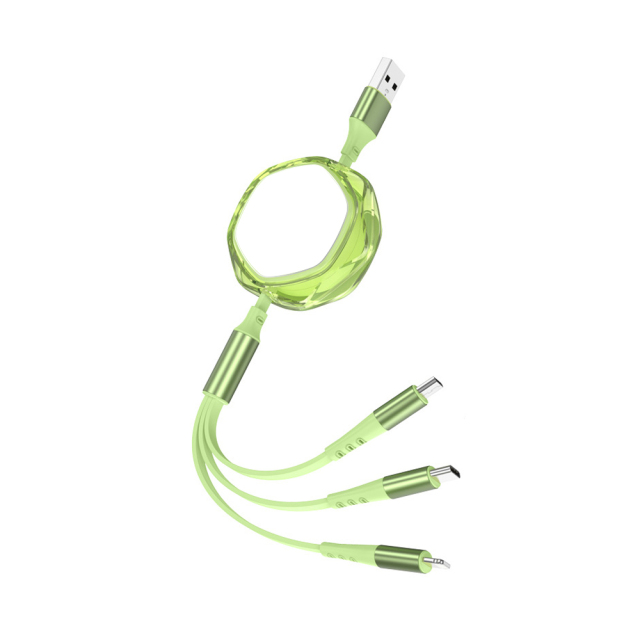 New Arrival Sublimation Telescopic 3 IN 1 USB Charging Cable For iPhone Android Type-C Data Line