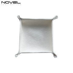 Sublimation Cotton Linen Catchall Tray Desk Organizer Portable Collapsible Travel Jewelry Storage Plate Organizer for Key,Watch,Coin