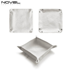 Sublimation Cotton Linen Catchall Tray Desk Organizer Portable Collapsible Travel Jewelry Storage Plate Organizer for Key,Watch,Coin