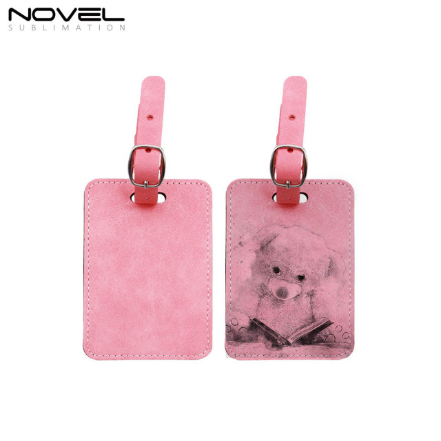 Sublimation Colorful PU Leather Luggage Tag Square Bag Tag Double Sided Printed Tag