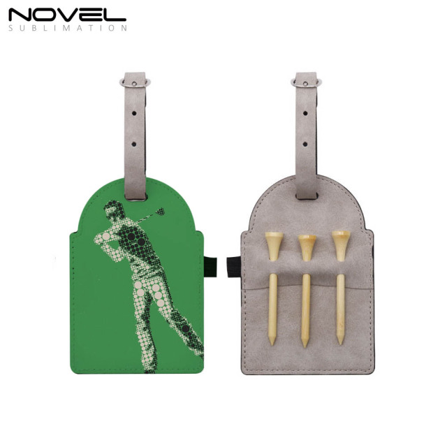 Sublimation Golf Tee Bag Tag Customized PU Leather Golf  Accessories Golfer Gifts