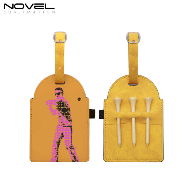 Sublimation Golf Tee Bag Tag Customized PU Leather Golf  Accessories Golfer Gifts