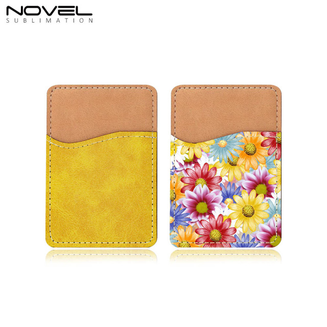 Sublimation Colorful PU Leather Card Holder for Back of Phone Stick Business Credit Card Pocket