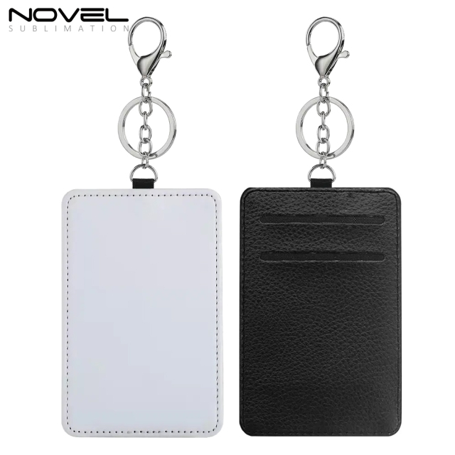 Sublimation White PU Leather Card Holder Business Credit Card Pocket Bag Tag with Metal Buckle