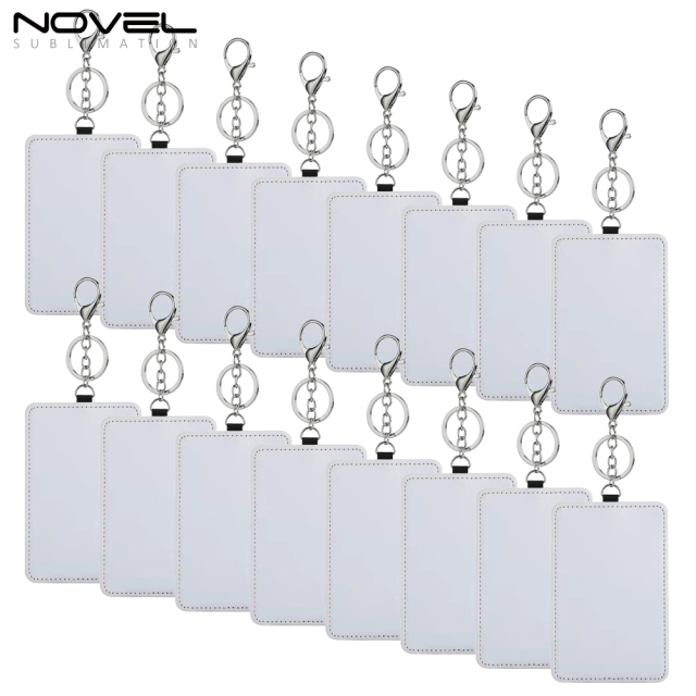 Sublimation White PU Leather Card Holder Business Credit Card Pocket Bag Tag with Metal Buckle