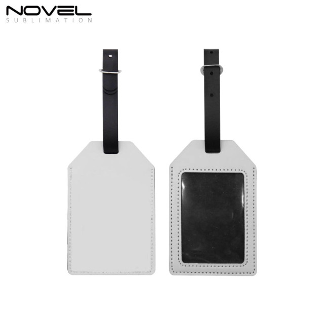 Sublimation PU Leather Luggage Tag Bag Tag White Heat Transfer PU Leather Name Tag Blank Suitcase Tags Travel Business ID Card