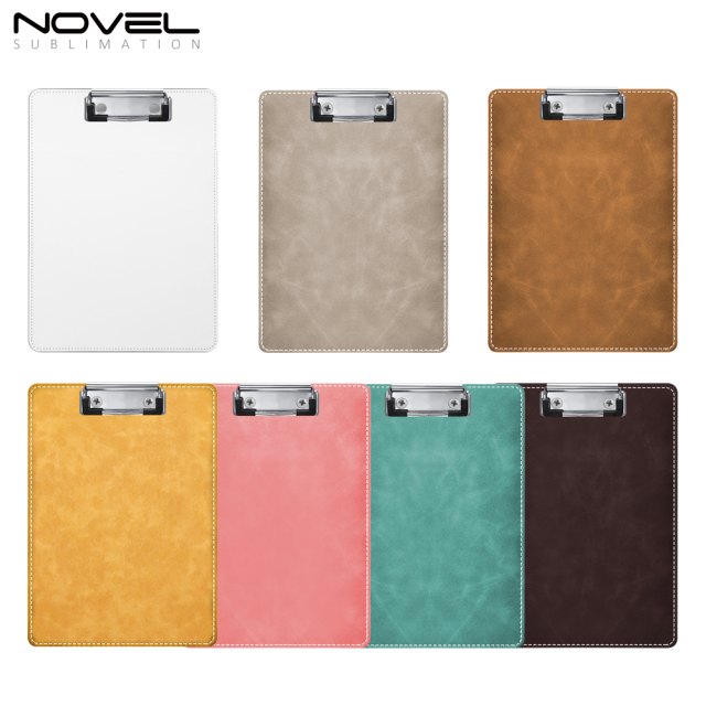 New Style Office PU File Folder Sublimation PU Blank Clip Board with 7 Colors